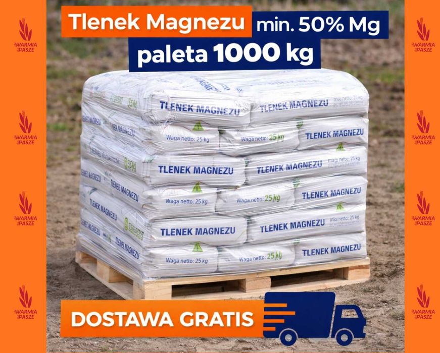 Tlenek Magnezu min. 50% Mg paleta 1000 kg DOSTAWA GRATIS