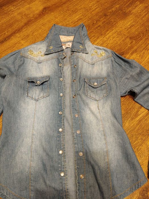 Koszula jeansowa złoty haft Blue Rags