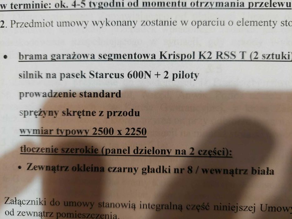 Brama garażowa segmentowa czarna Krispol K2 RSS T 2500x2250 mm