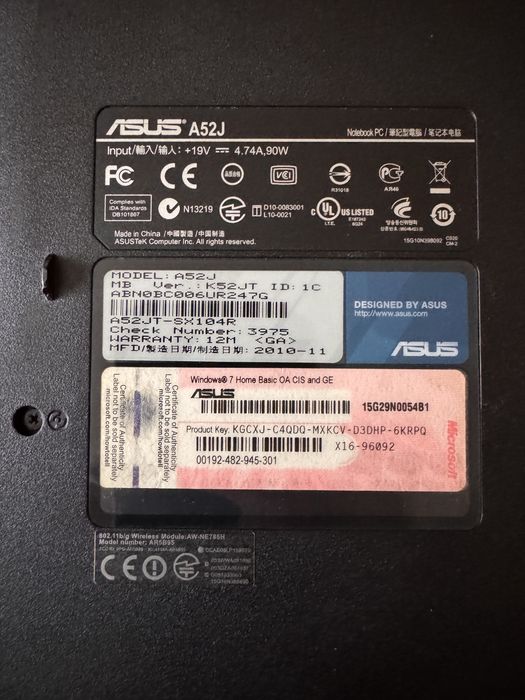 Asus A 52J на разборку