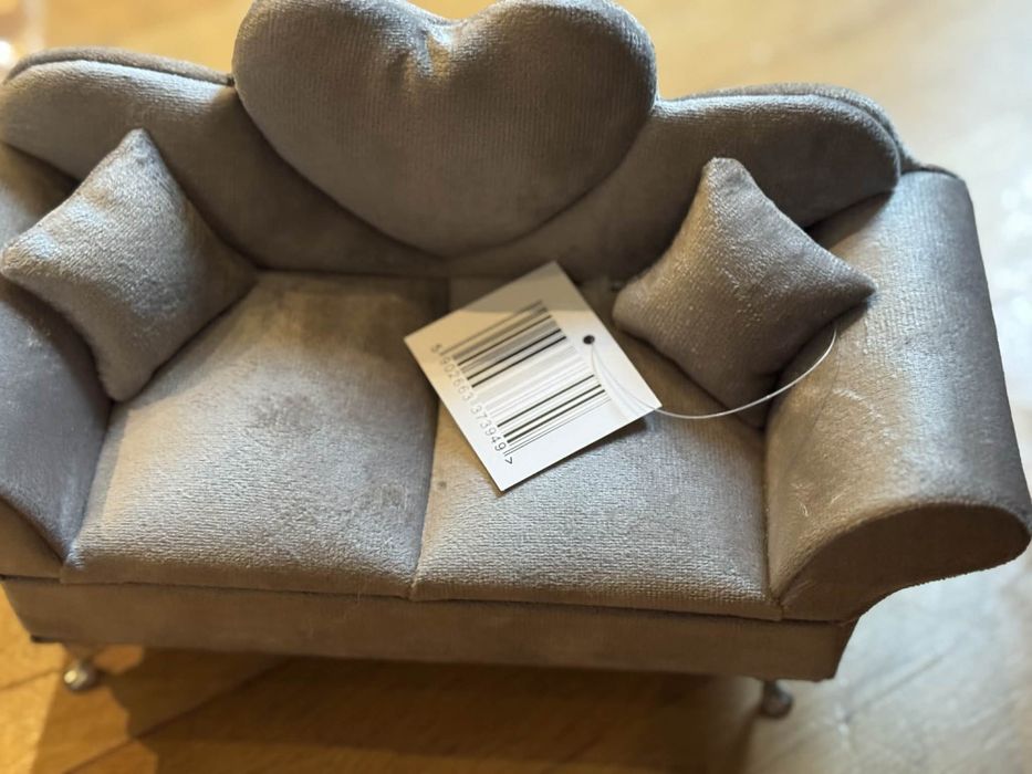Elegancka szkatułka otwierany kuferek sofa szara-