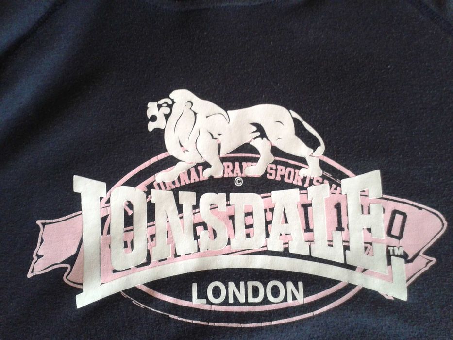 Bluza granatowa LONSDALE napis biały i pudrowy róż