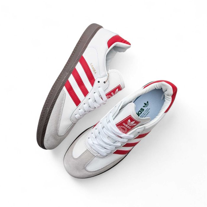 Знижка на колір Чоловічі кросівки Adidas Samba білі з червоним