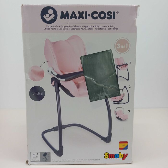 Smoby 240235 krzesełko do karmienia, huśtawka, nosidełko 3w1