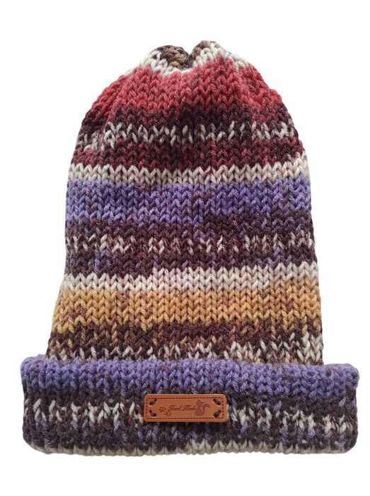 %WYPRZEDAŻ% Dwustronna, ciepła czapka we wzorki, z wełną, handmade