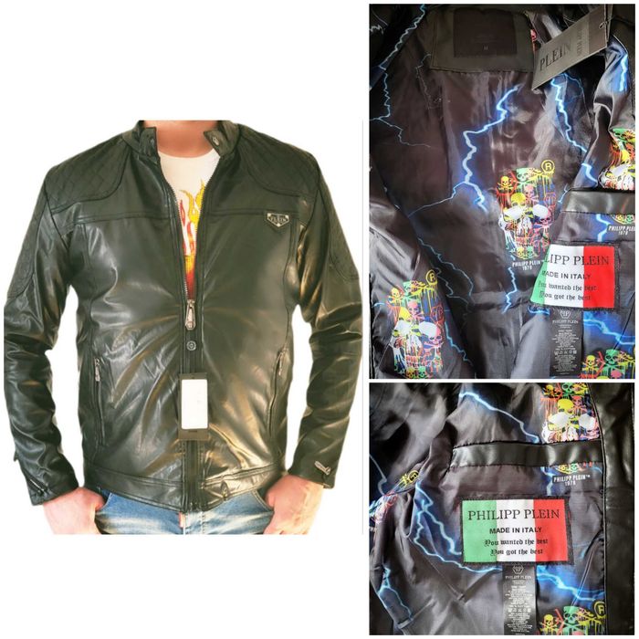 Philipp Plein Kurtka Męska Ramoneska Eco S-3XL