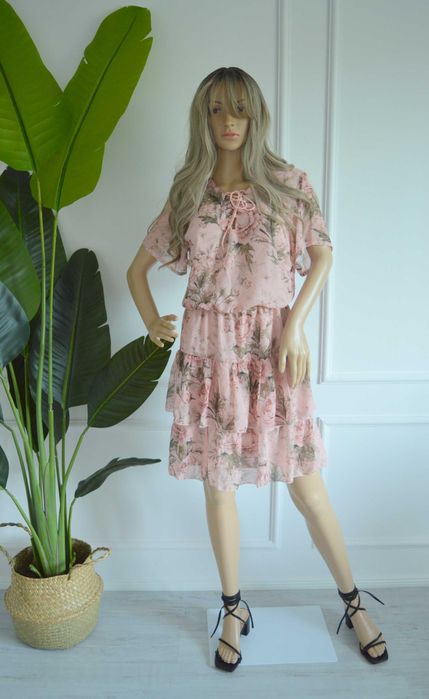 Nowa sukienka falbanki 40 kwiaty