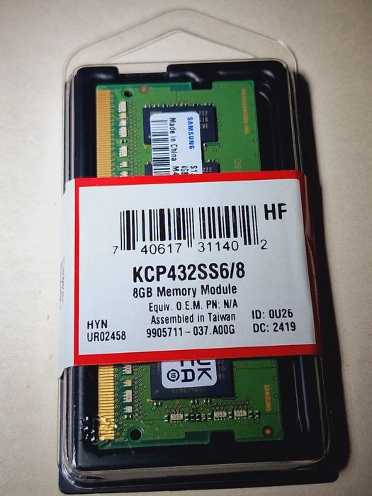Kingston RAM Memory KCP432SS6/8 1x8GB DDR4 3200MHz64740460850051120