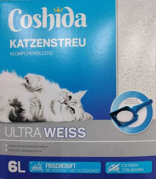 Żwirek dla kotów Coshida, ultra biały 6 litrów