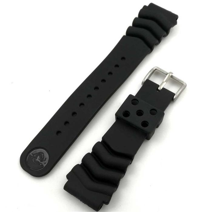 Gumowy pasek do zegarka 20mm 22mm Seiko SKX007 SK009 czarny silikonowy