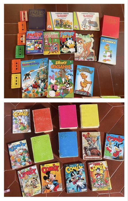 Conjunto de livros e cassetes vintage disney