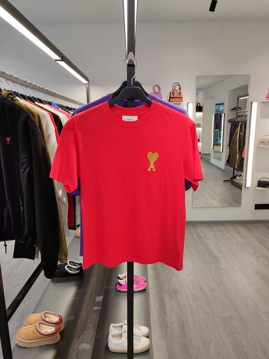 Футболка AMI Paris Ami de Coeur Lurex T-Shirt Red