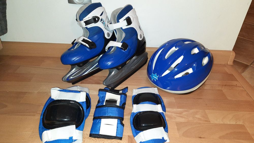 Zestaw Łyżwy Regulowane 34-37 + Ochraniacze i Kask