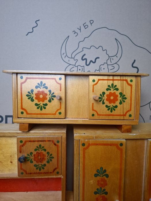 Комплект кукольная мебель СССР гарнитур шкаф шифонер стулья тумбочка