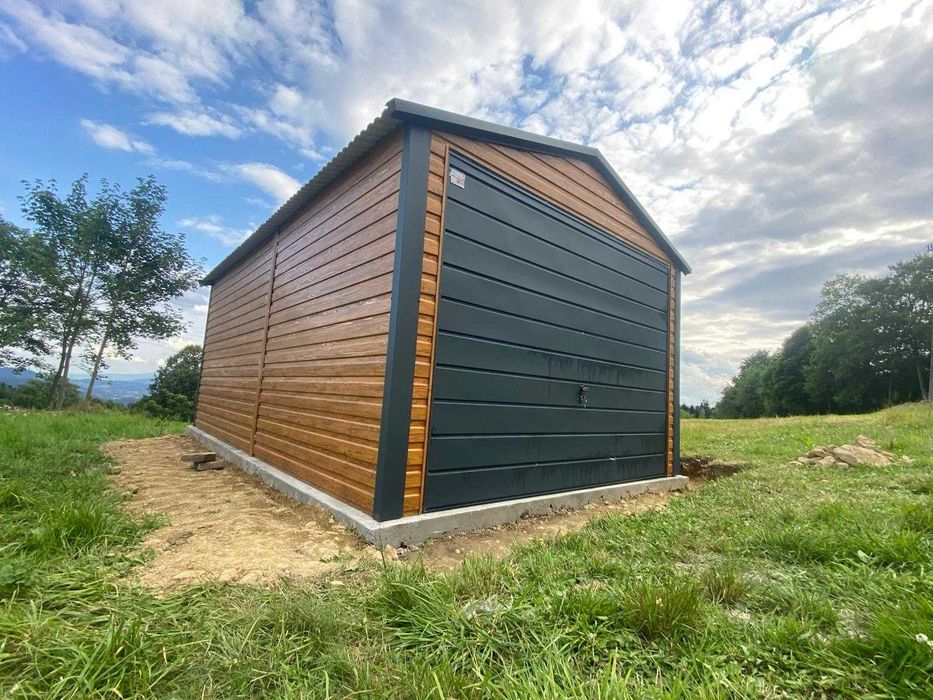 Garaż blaszany 3,5x5 PRODUCENT Garaż blaszak drewnopodobny dwuspadowy garaż blaszany na zamówienie na wymiar Magazyn 4x6 5x7 9x6 6x8 6x6 6x5 3x5 2x3