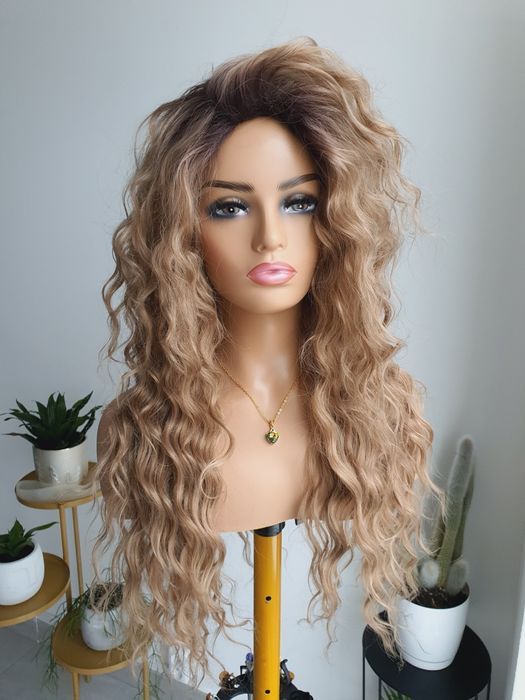 Nowa peruka blond brąz 3D naturalna fryzura