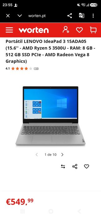 Lenovo IdeaPad 3 - Ryzen 5 - 2 Gb. Gráfica - 512 Gb. Ssd Nvme