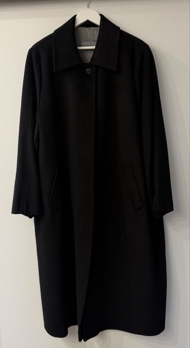 Ulla Popken Selection czarny, klasyczny, wełniany  płaszcz