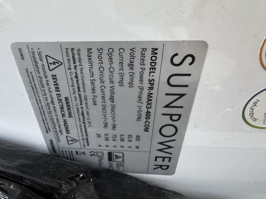 Sunpower SPR-MAX3-400-COM сонячні панелі