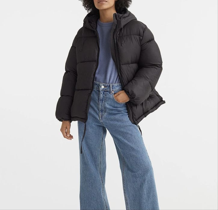Зимовий пуховик чорний h&m