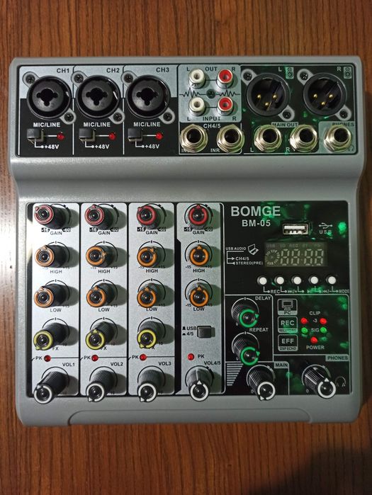 2-х канальний мікшерний пульт караоке usb аудіоінтерфейс звукова карта