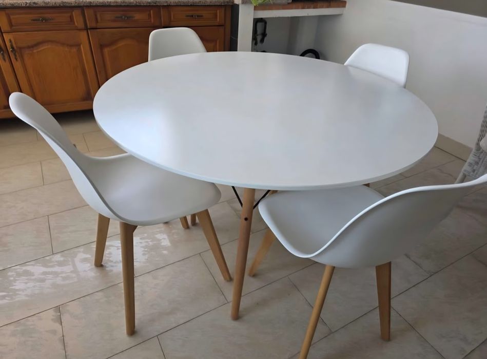 Mesa e Cadeiras Faia/Branco