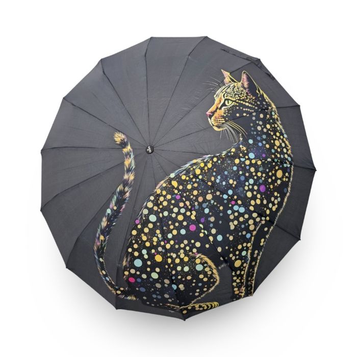 Зонт Парасолька автомат на 14 спиц 3-тройна принт Кошка "Три слона"