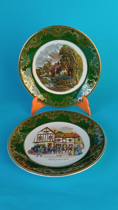 Dwa talerzyka porcelanowe kolekcjonerskie. England. Vintage.