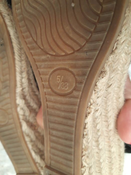 F&F czarne bawełniane espadryle na koturnie klinie 39