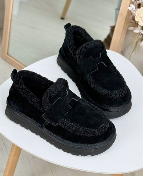 Женские замшевые угги лоферы автоледи