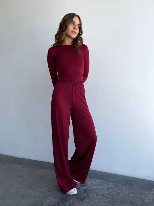 Костюм штани і лонг жіночий з дайвінгу бордовий женский штаны и кофта