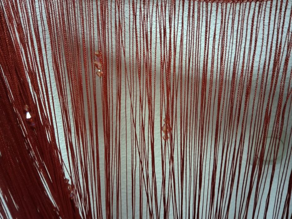 Нитяна штора з бісером, червона, 3×2.5 м