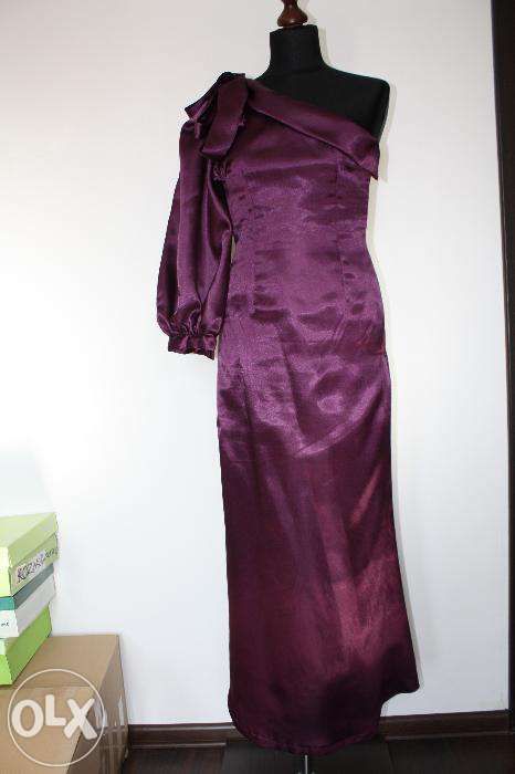Fioletowa suknia asymetryczna r. 36, handmade