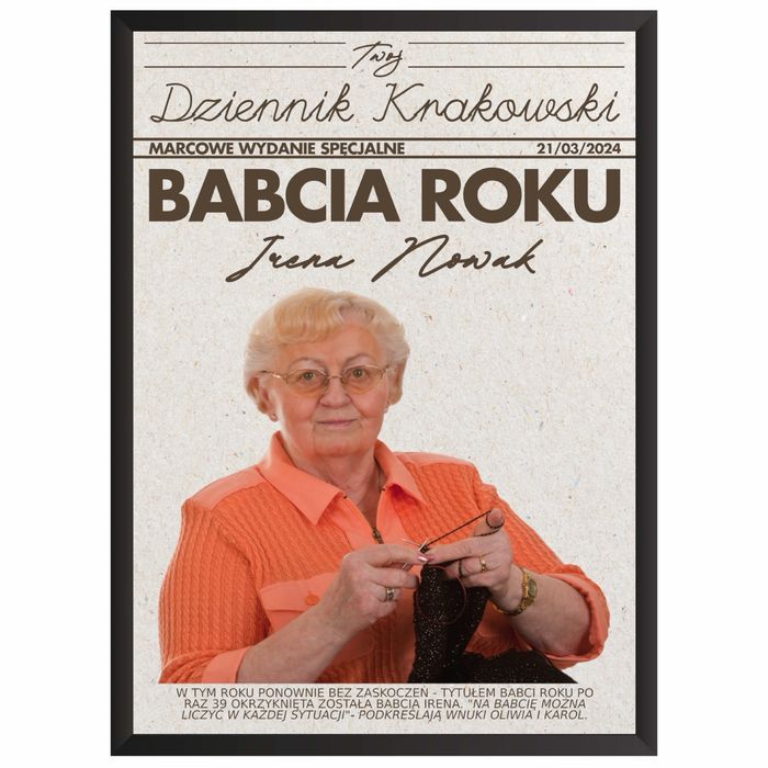 Plakat artykuł najlepsza babcia, dzień babci prezent