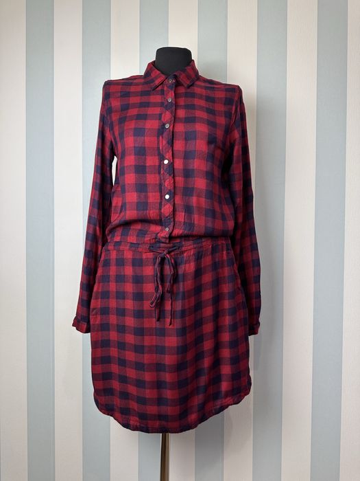 Czerwona koszulowa szmizjerka sukienka z długim rękawem 36/38 Pimkie