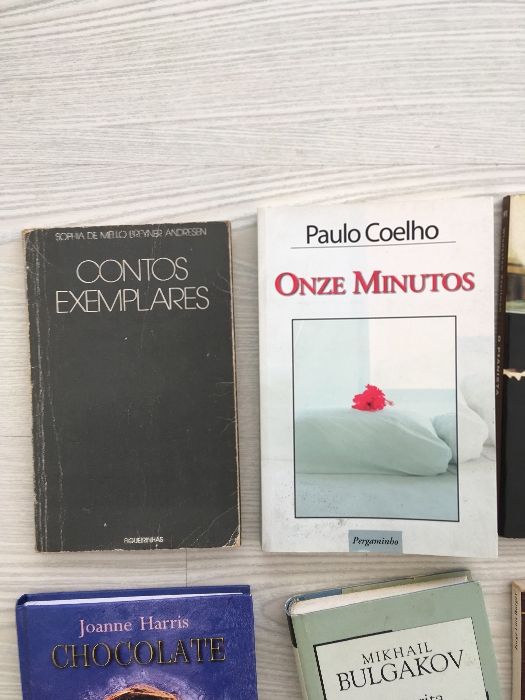 Livros variados: P. Coelho, Dan Brown, M. Flores, Karen Blixen, etc