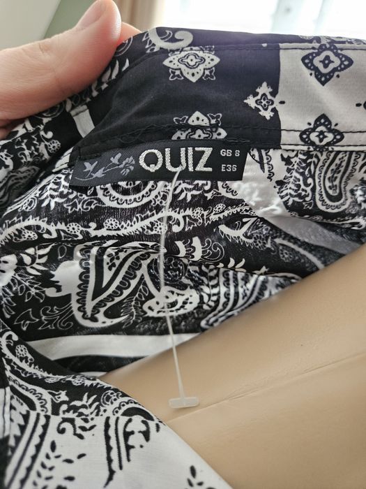 Stylowa koszulowa sukienka  damska we wzory z wiązaniem w pasie – e