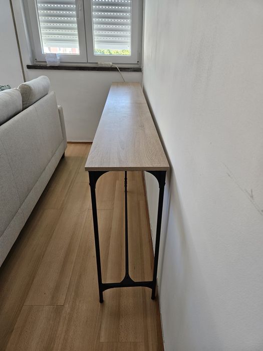 vidaXL Mesa consola 200x29x75 cm derivados de madeira carvalho sonoma