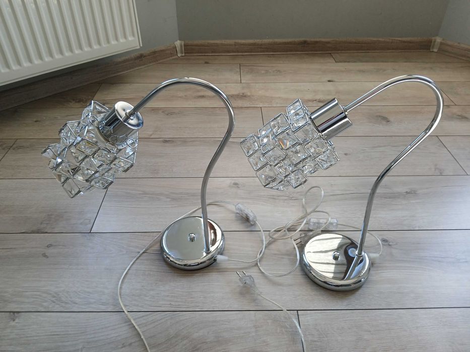 Lampa wisząca plus 2 lampki nocne CHROM KRYSZTAŁKI I DIAMENTY E27