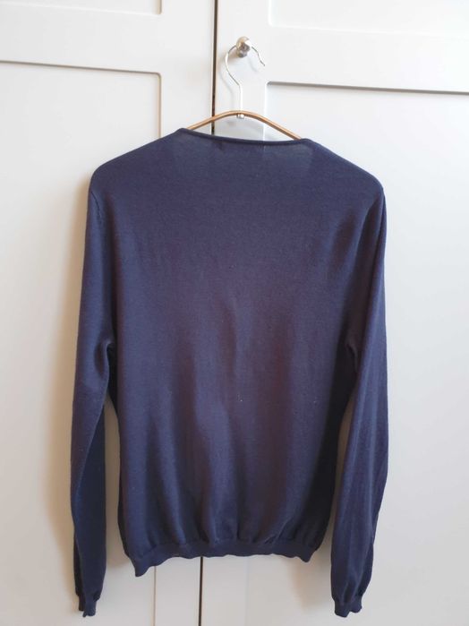 Granatowy sweter zapinany Woolovers bawełna jedwab jedwabny 38