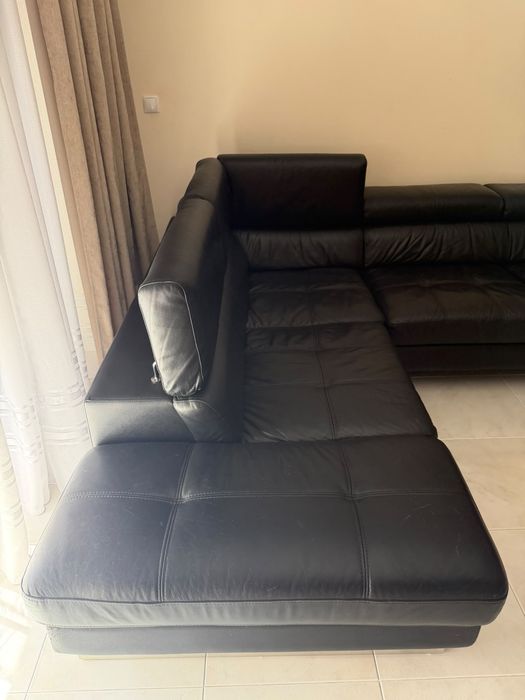 Conjunto de Sala: Sofá Modular em Pele + Poltrona Reclinável Relax