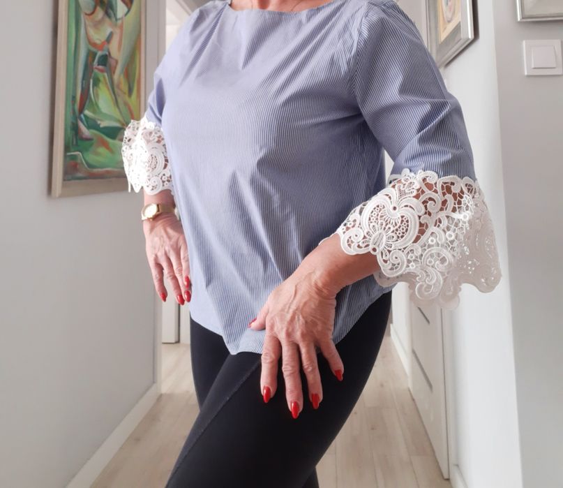 Bluzka błękitna w prążki Zara L