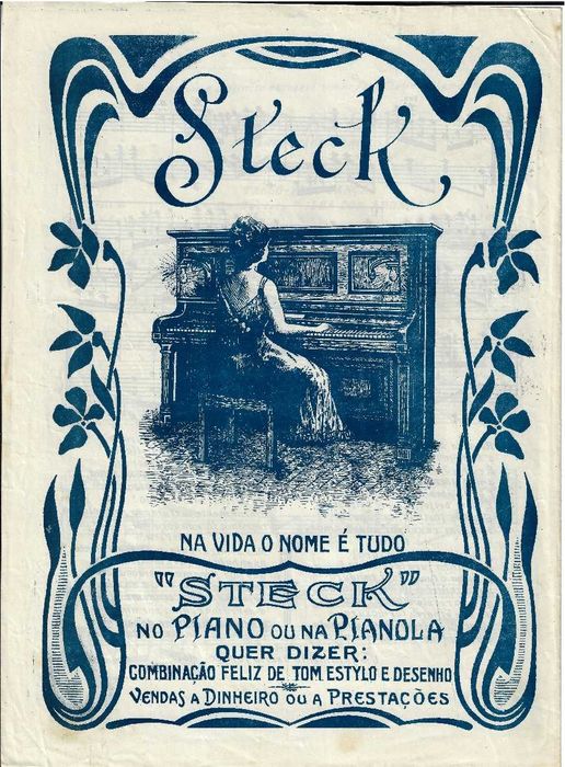 PIANO: Partitura Antiga de Coleção do Tango-Fado-Canção "Ouvindo as Ondas", de F J Freire Jr