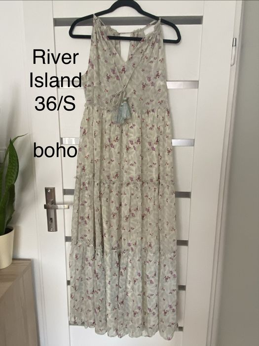 River Island S 36 sukienka boho kwiatki długa zwiewna wesele impreza wesele