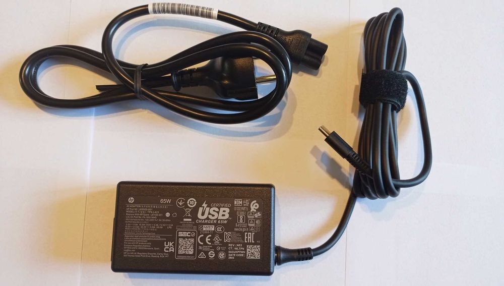 Oryginalny ZESTAW HP – Zasilacz 65 W USC-C Typ C + Kabel „Koniczynka”