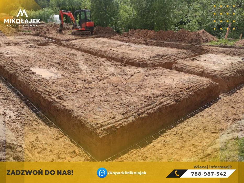 Prace ziemne KOPARKA minikoparka podjazdy korytowanie fundamenty wykop