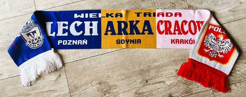 LECH - ARKA - CRACOVIA - WIELKA TRIADA Szalik szal piłkarski sportowy