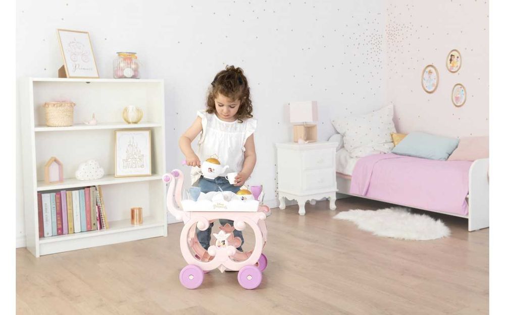 Іграшковий візок Smoby Дісней Принцеси з підносом і посудкою (312502)