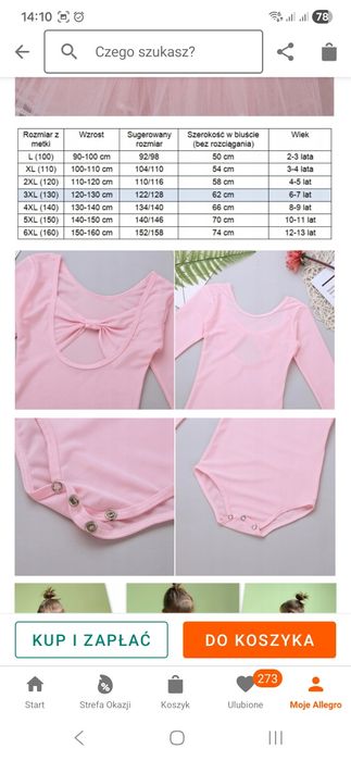 Dwuelementowa sukienka baletowa model 8861 rozmiar 122/128