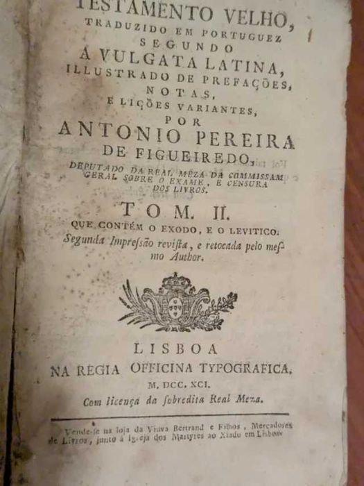 "TESTAMENTO VELHO" de António Pereira de Figueiredo, 17 volumes